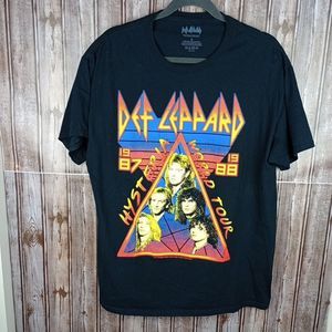 Def Leppard T Shirt Mens Large Black Hysteria World Tour Concert Tee 2017